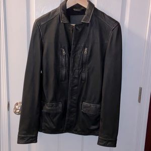 ALLSAINTS Black Leather Casual Jacket
